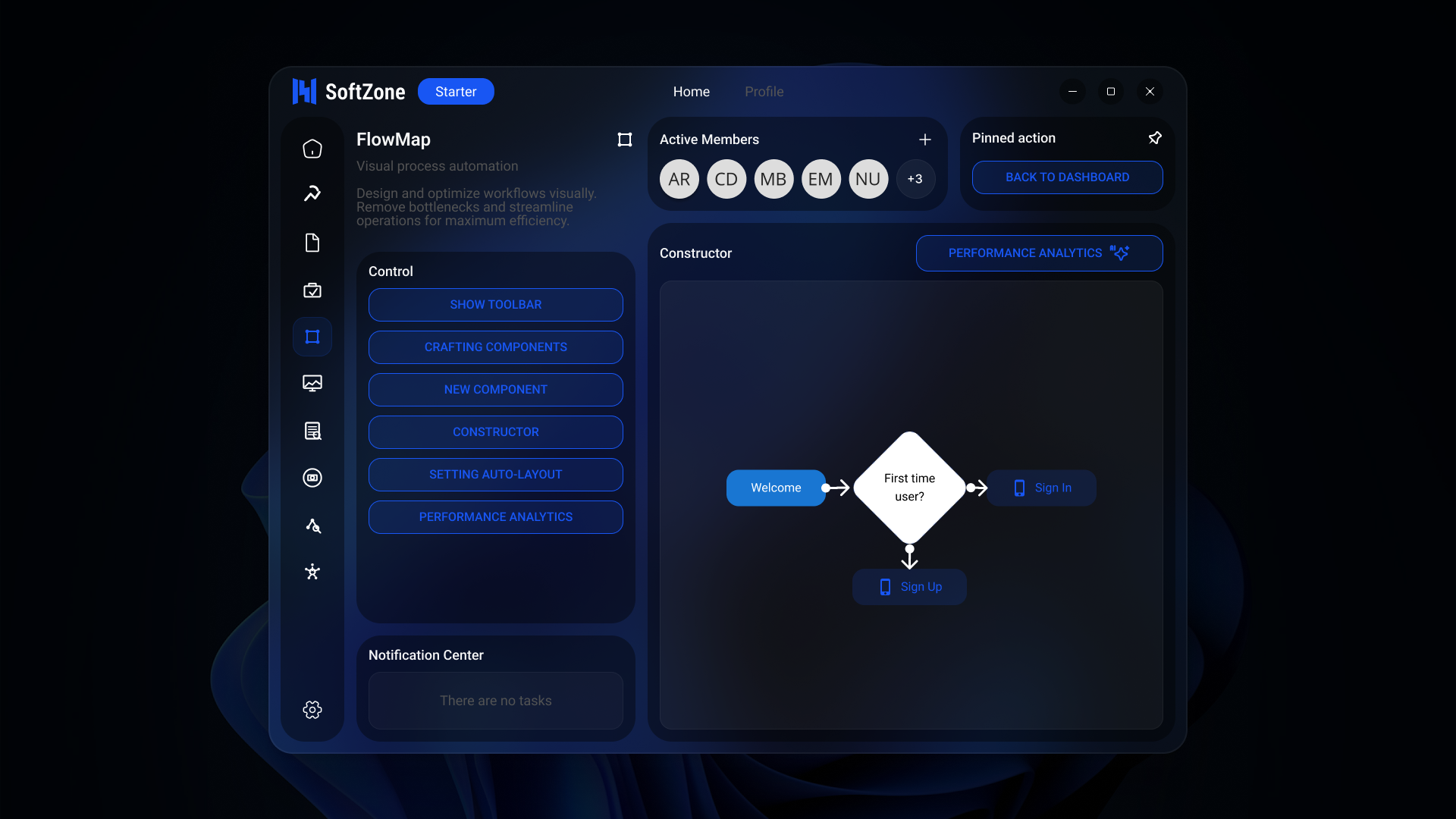 FlowMap workflow editor interface